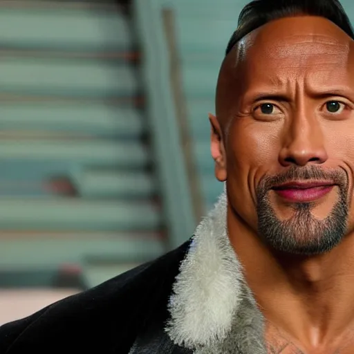 Prompt: Dwayne Johnson with a Ace Ventura wig, ace Ventura haircut, ace Ventura hair