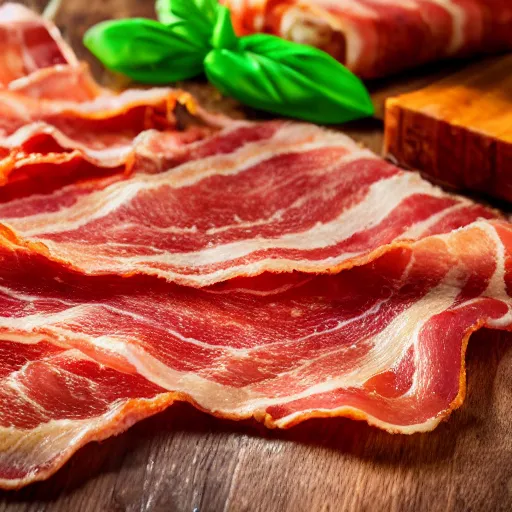 Image similar to picture of italian style bacon, 4 k, well lit