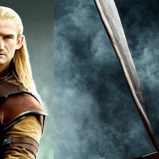 Prompt: epic high quality Nathan Fillion as legolas, fire