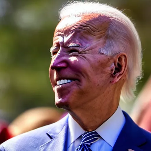 Image similar to Joe Biden with colorful clown makeup all over his face