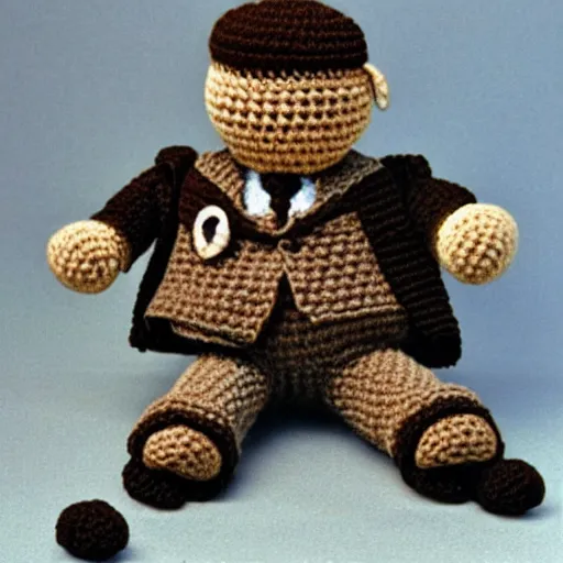 Prompt: A crocheting version of Orson Welles