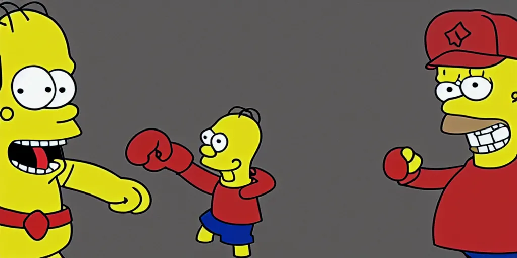 Image similar to sponge bob boxing with homer simpson