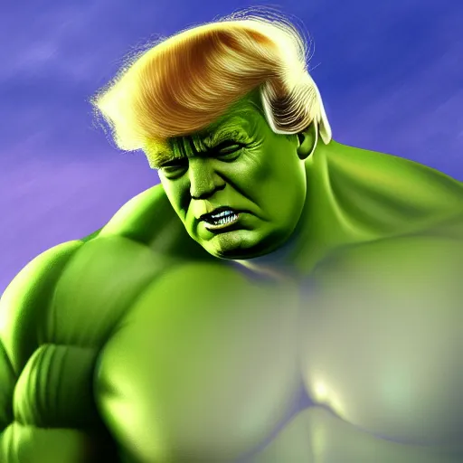 Prompt: Digital painting of Donald Trump as The Hulk, from The Avengers (2012)