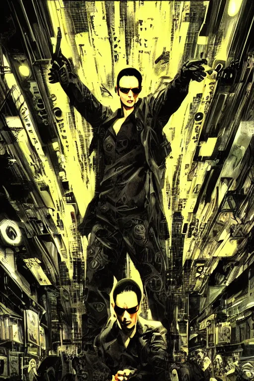 Image similar to Matrix movie poster artwork by mondo poster , full of details, by Yoji Shinkawa, Matte painting, trending on artstation and mondo poster