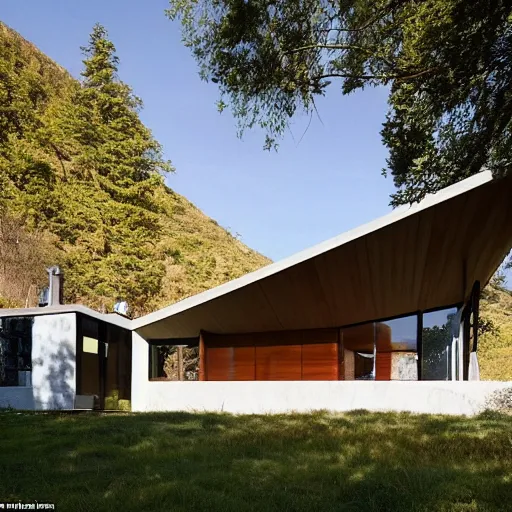 Prompt: A home on the top of a hill, fusion between retro and medieval architecture