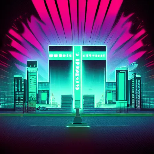 Prompt: stonenghe, retrowave epic art trending on art station