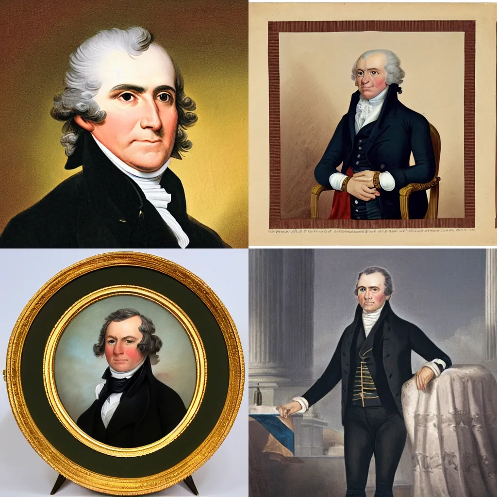 Prompt: Official Portrait of the United States President, 1816, he is from virginia