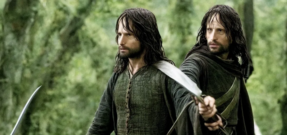 Image similar to still of felicity jones as aragorn in the lord of the rings ( 2 0 0 1 )