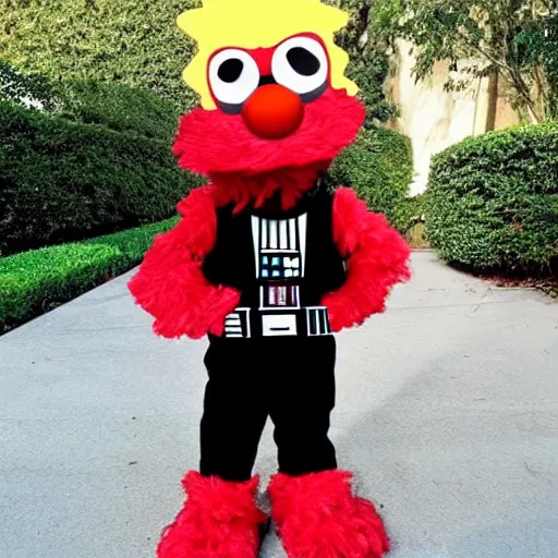 Prompt: elmo dress as darth vader