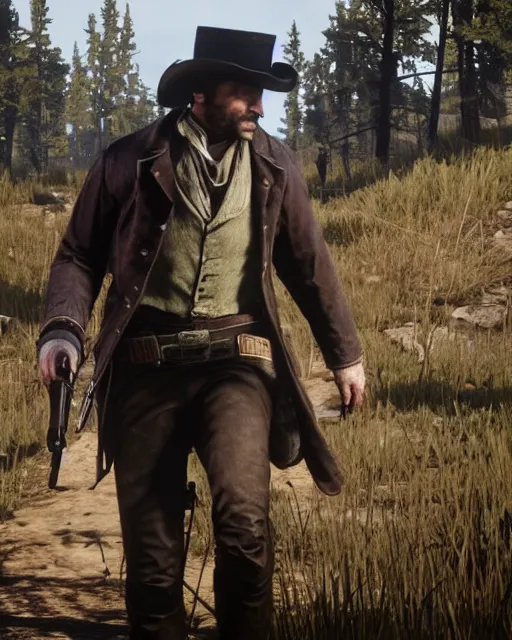 Prompt: Sleepy Joe in RDR2, gameplay screenshot, mid-shot