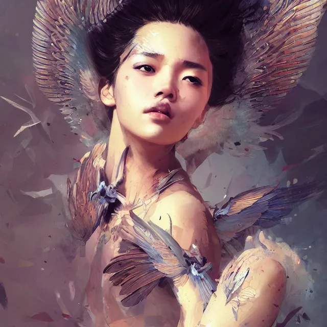 Prompt: very beauty girl asian, wings, angel hyper detailed, insane details, intricate, elite, elegant, luxury, by ismail inceoglu dragan bibin hans thoma greg rutkowski alexandros pyromallis rene maritte illustrated, perfect face, fine details, realistic shaded, fine - face, pretty face, artstation