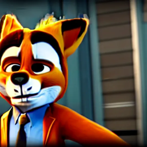 Image similar to Screenshot from Payday 2 featuring Nick Wilde (from Zootopia)