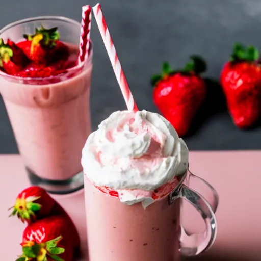 Image similar to strawberry milkshake, bar menu, canon eos r 3, f / 1. 4, iso 2 0 0, 1 / 1 6 0 s, 8 k, raw, unedited, symmetrical balance, in - frame