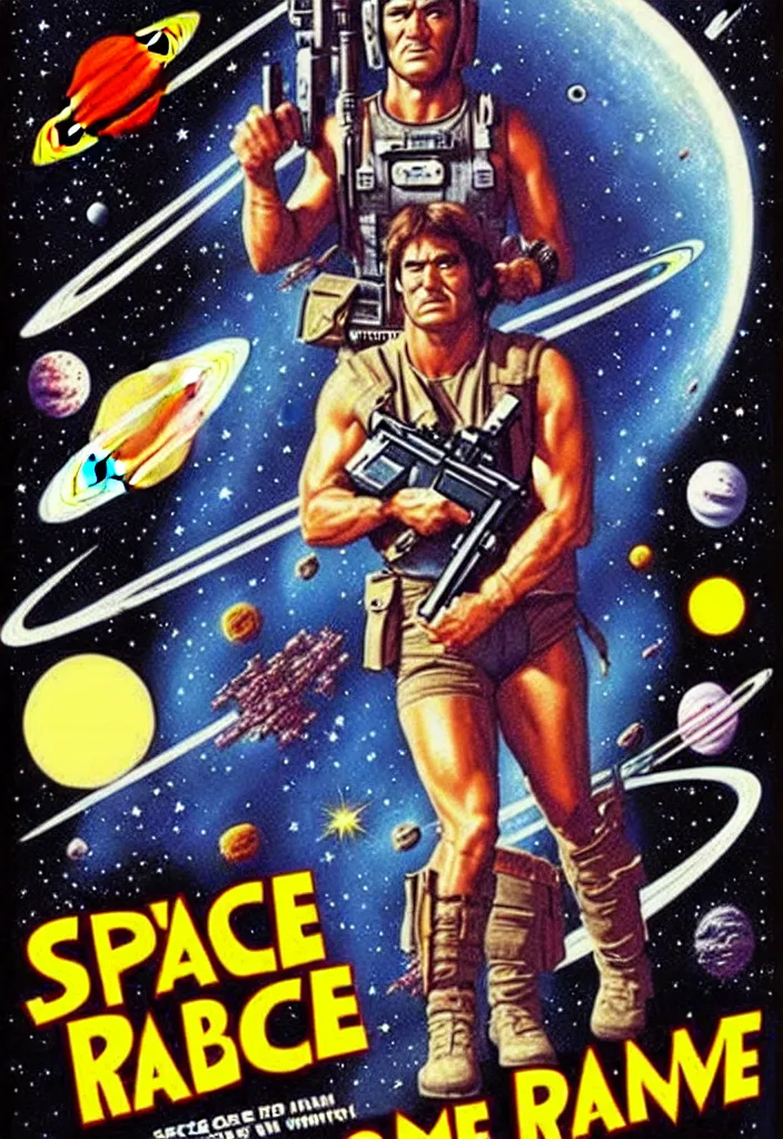 Image similar to space rambo - movie poster, 1 9 8 8, hq print