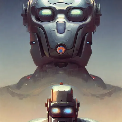 Prompt: portrait of a robot by greg rutkowski in the style of frank frazetta and boris vallejo