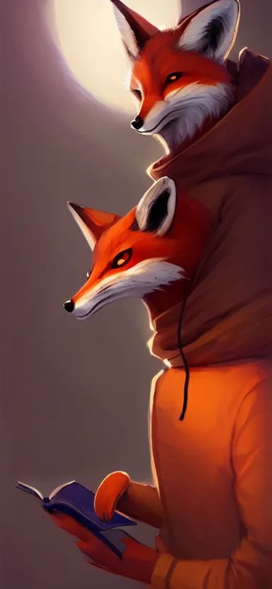 Image similar to a concept art of anthropomorphic fox in a hoodie hacking a notebook, artstation, digital art, oc commission, style by jordan grimmer and greg rutkowski