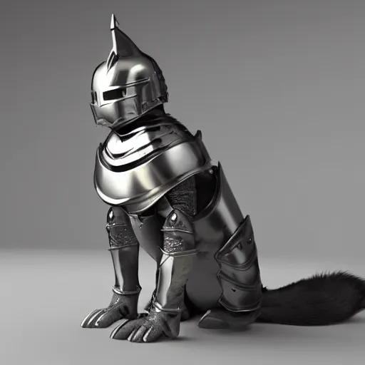 Image similar to a cat wearing armor like a knight, high quality render, studio lighting