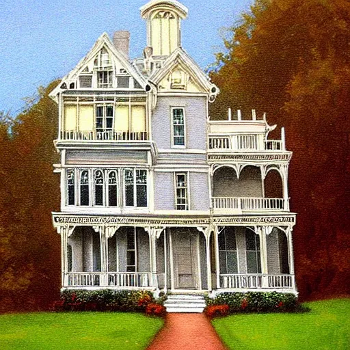 Image similar to victorian house painting, fond memories, fond memories by mary haley,