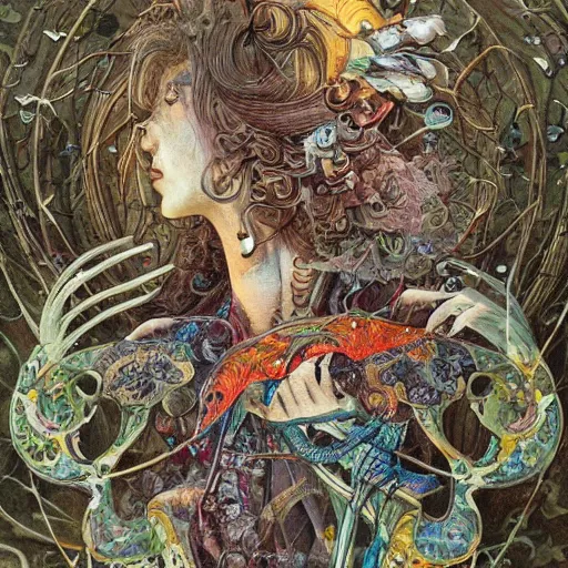 Image similar to the green hour, a beautiful abstract art nouveau painting by daniel merriam and ernst haeckel