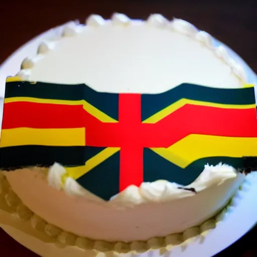 Image similar to slice of birthday cake, the cake has the pattern of the south african flag, realistic, award - winning photography