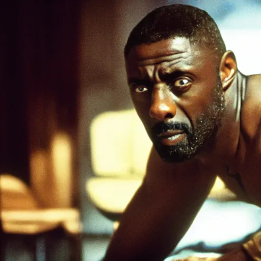 Prompt: film still of Idris Elba in Blade (1998), 4k