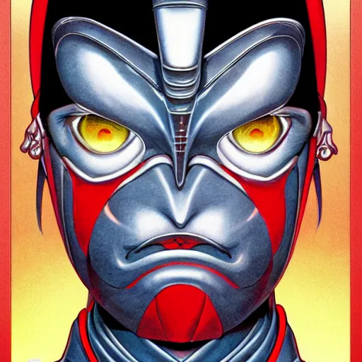 Prompt: portrait of ultraman, symmetrical, by yoichi hatakenaka, masamune shirow, josan gonzales and dan mumford, deayami kojima, takato yamamoto, barclay shaw, karol bak, yukito kishiro