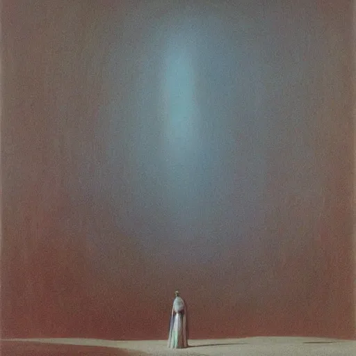 Image similar to movie still from her, painted by zdzislaw beksinski