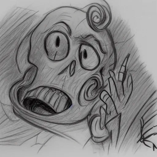 Prompt: milt kahl pencil sketch a bcde lovecraftian zombie horror loomis