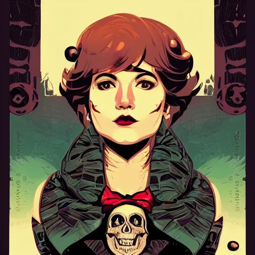 Image similar to portrait skull girl by petros afshar, tom whalen, laurie greasley, jc leyendecker and singer sargent