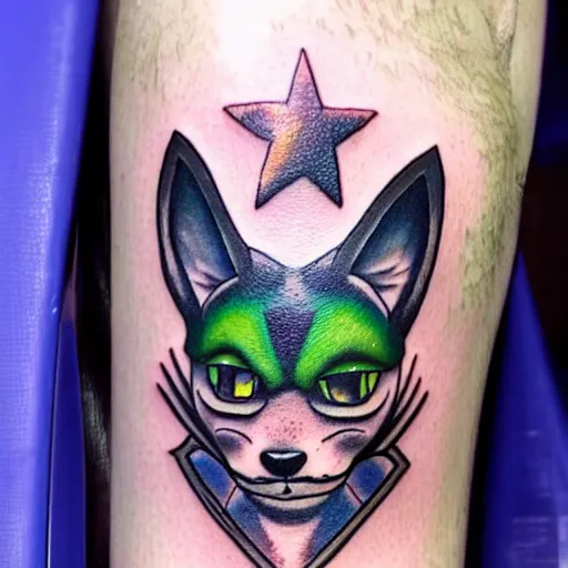 Image similar to an amazing tattoo of star fox