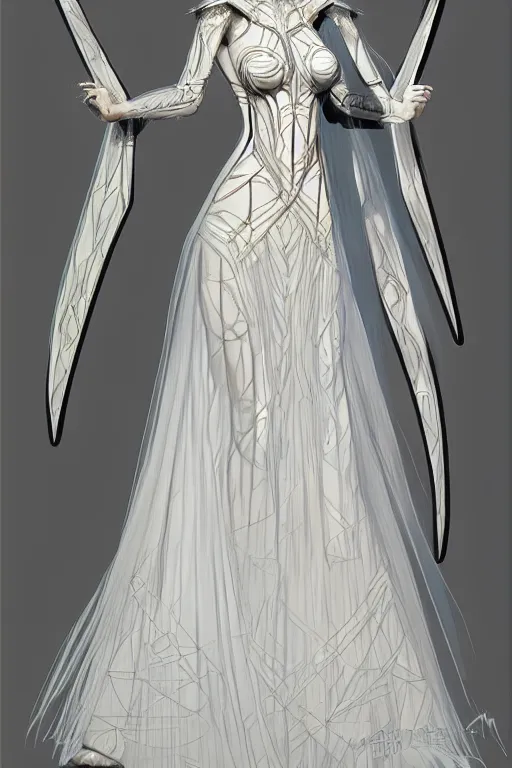 Image similar to digital art, centered full body of elven bride , by piet mondrian, ultradetailed, charachter design, concept art, trending on artstation,