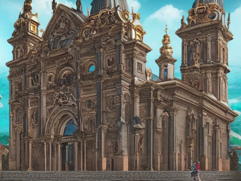 Image similar to full body portrait of a baroque cathedral if it was an e-girl 🍑, fantasy artwork, award winning, very very very very very very very beautiful scenery, artstation