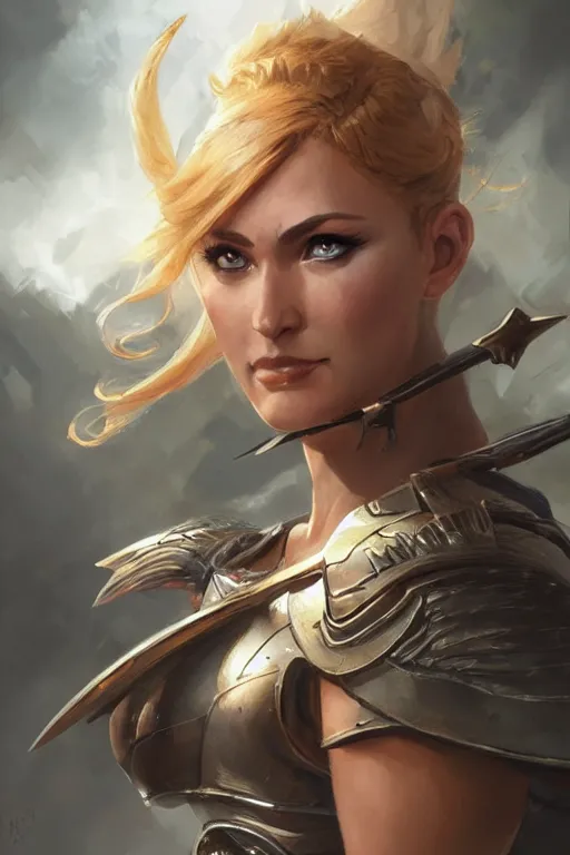 Image similar to amazon valkyrie athena, d & d, fantasy, portrait, highly detailed, headshot, digital painting, trending on artstation, concept art, sharp focus, illustration, art by artgerm and greg rutkowski and magali villeneuve