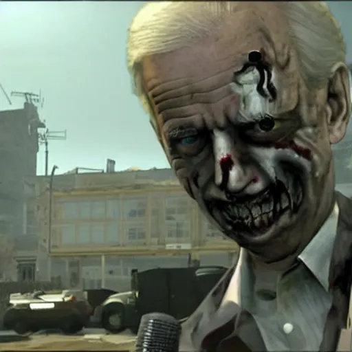 Prompt: in - game footage of joe biden as a zombie in call of duty : modern warfare 3