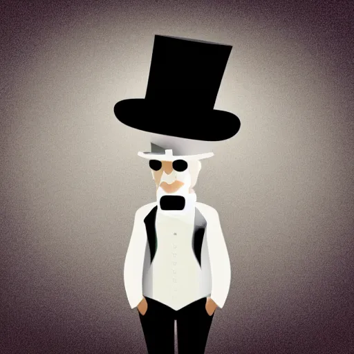 Prompt: old man in a suit and top hat at night realistic
