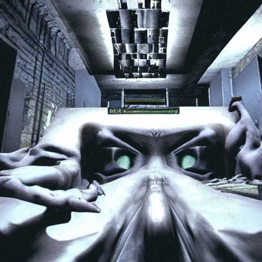 Image similar to david cronenberg's videodrome as a ps 1 survival horror game developed by team silent