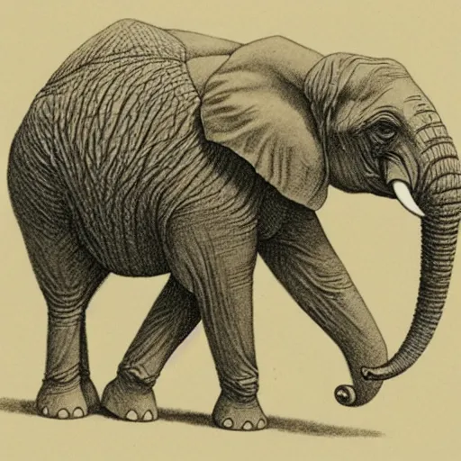 Image similar to A creature with an elephant body and a crocodile's tail