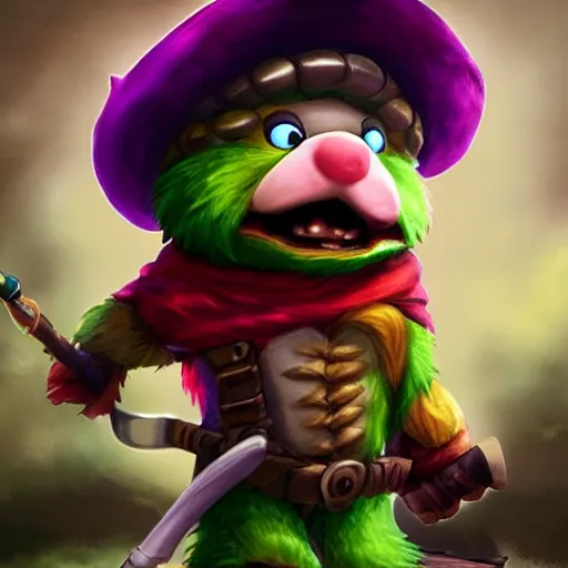 Image similar to still of Teemo from League of Legends in the style of Jim Henson