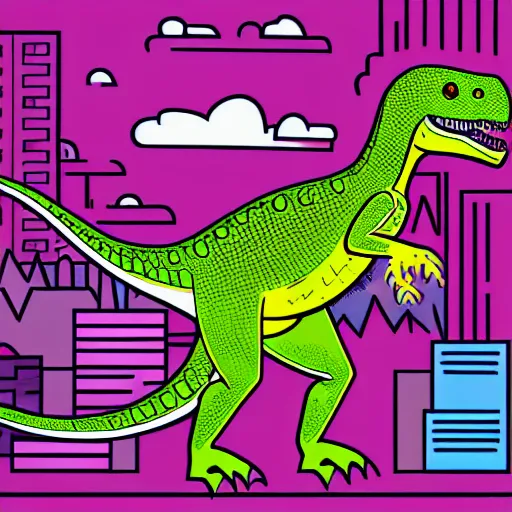 Image similar to detailed intricate colour illustration of a dinosaur wearing a business suit, comic art, cyberpunk