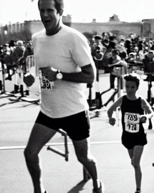 Image similar to film still close - up shot of joe biden running a marathon. photographic, photography