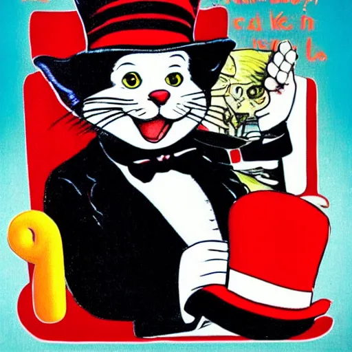 Prompt: cat in the hat as willy wonka