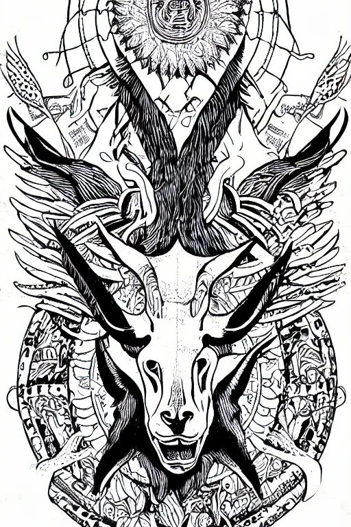 Image similar to baphomet black and white illustration