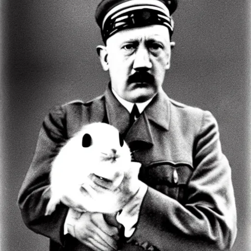 Prompt: hitler with a guinea pig, colored, hd, realistic,