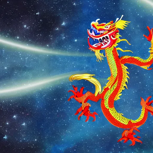 Image similar to chinese dragon in space, surreal