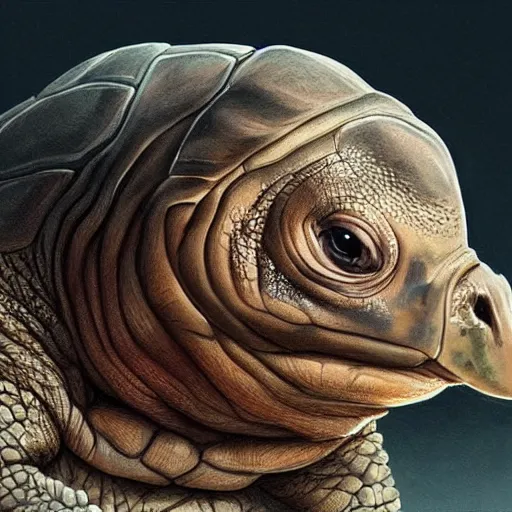 Image similar to amazingly beautiful portrait of a hyper realistic mitch mcconnell as a tortoise painted by greg rutkowski, artgerm, beautiful lighting, masterpiece, epic, 4 k