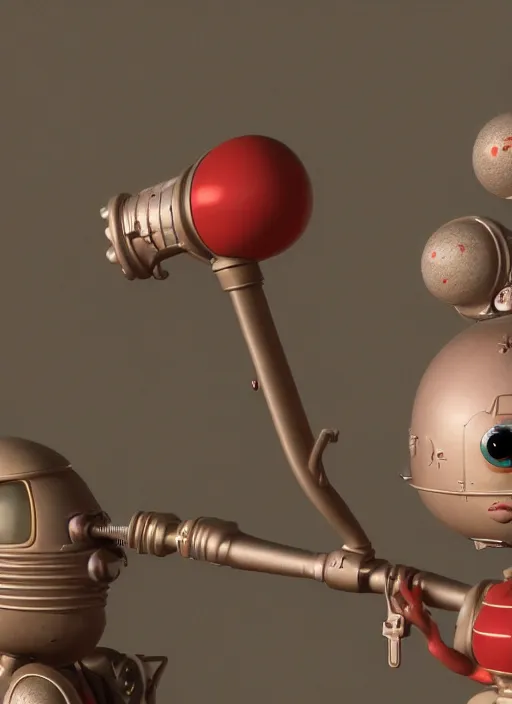 Image similar to highly detailed closeup, profile portrait of a tin toy 1 9 5 0 s nuclear disaster, bikini, unreal engine, nicoletta ceccoli, mark ryden, earl norem, lostfish, global illumination, detailed and intricate environment