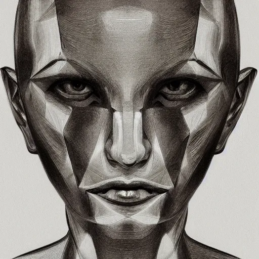 Prompt: study of human face, symmetrical, detail rendering, smooth shading, deep contrasts, traditional art