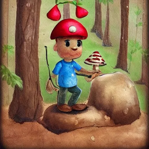 Image similar to a mushroom man, cute