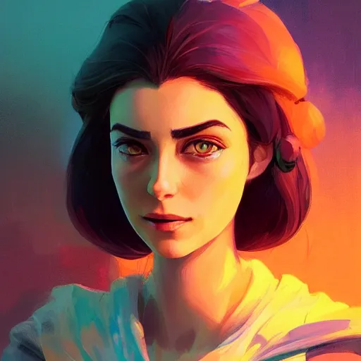 Image similar to beautiful female portrait, maya ali mage, gloomhaven, dynamic lighting, gaudy colors, octane render aesthetic, matte painting concept art, official fanart behance hd artstation by jesper ejsing, by rhads and makoto shinkai and lois van baarle and ilya kuvshinov and rossdraws