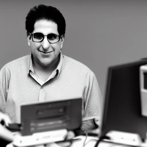 Prompt: a picture of kevin mitnick working in an indian call center, canon, black and white, high resolution, perfect face, detailed face